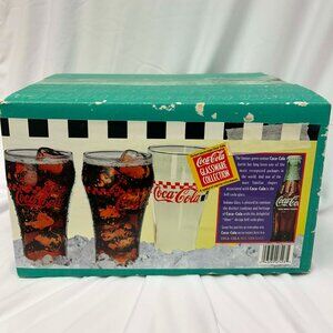 1997 Vintage, checkered Coca-Cola Bell Soda Glasses Set of 6